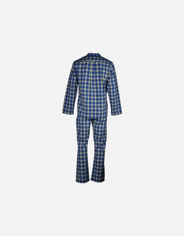 Check Woven Cotton Pyjama Set, College Blue