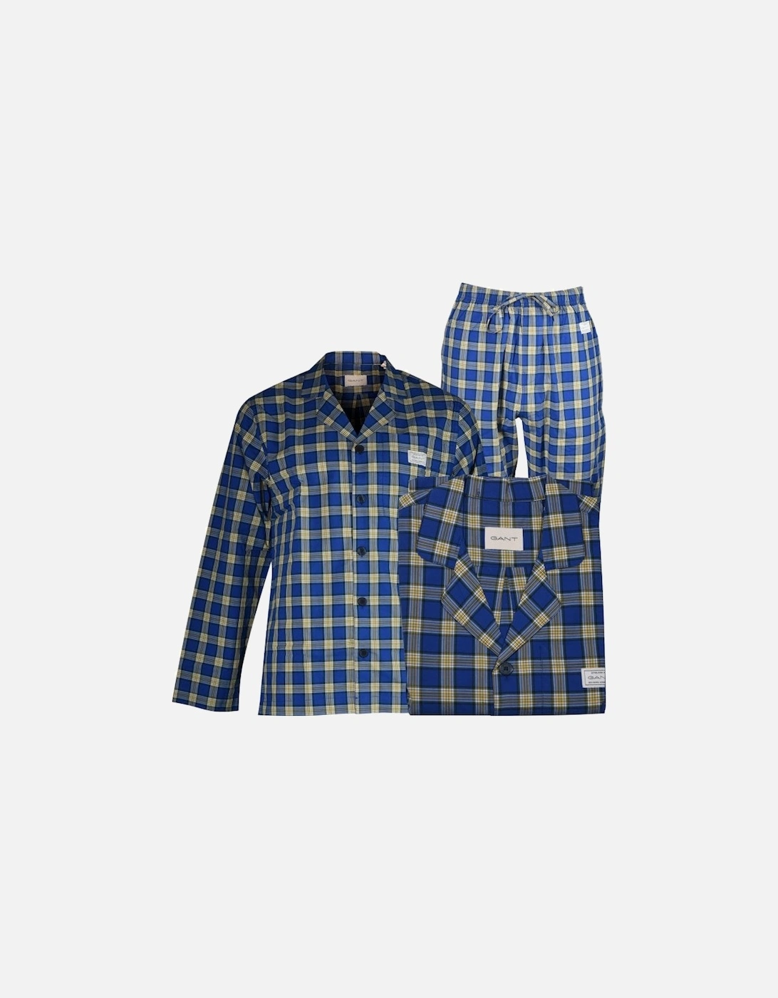 Check Woven Cotton Pyjama Set, College Blue