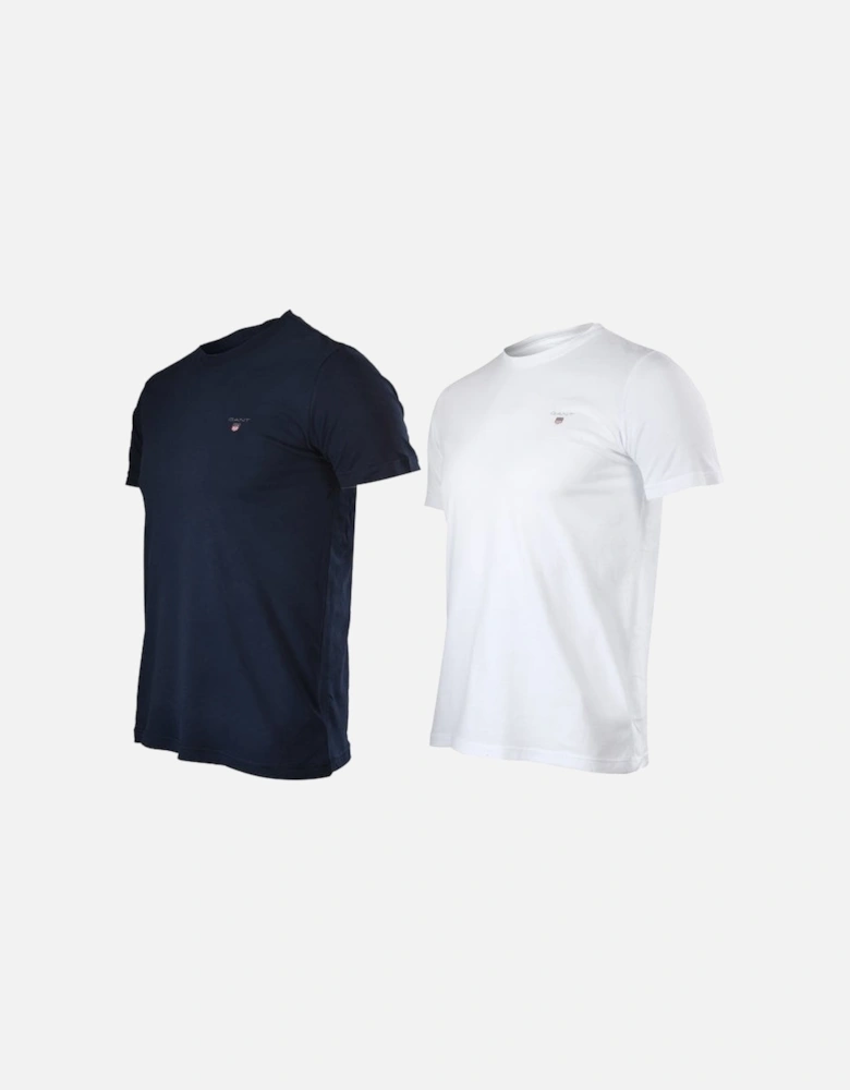 2-Pack Boys Crew Neck T-Shirts, Navy/White
