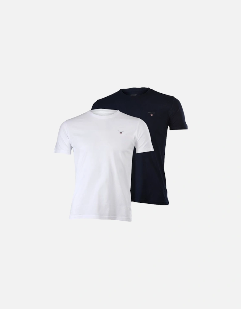 2-Pack Boys Crew Neck T-Shirts, Navy/White
