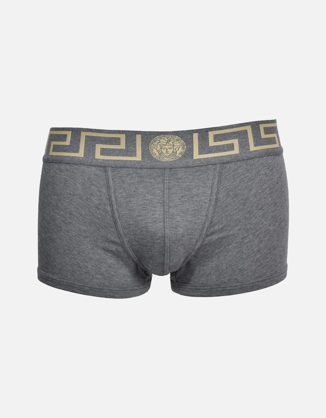 Iconic Greca Low-Rise Boxer Trunk, Grey and Gold, 6 of 5