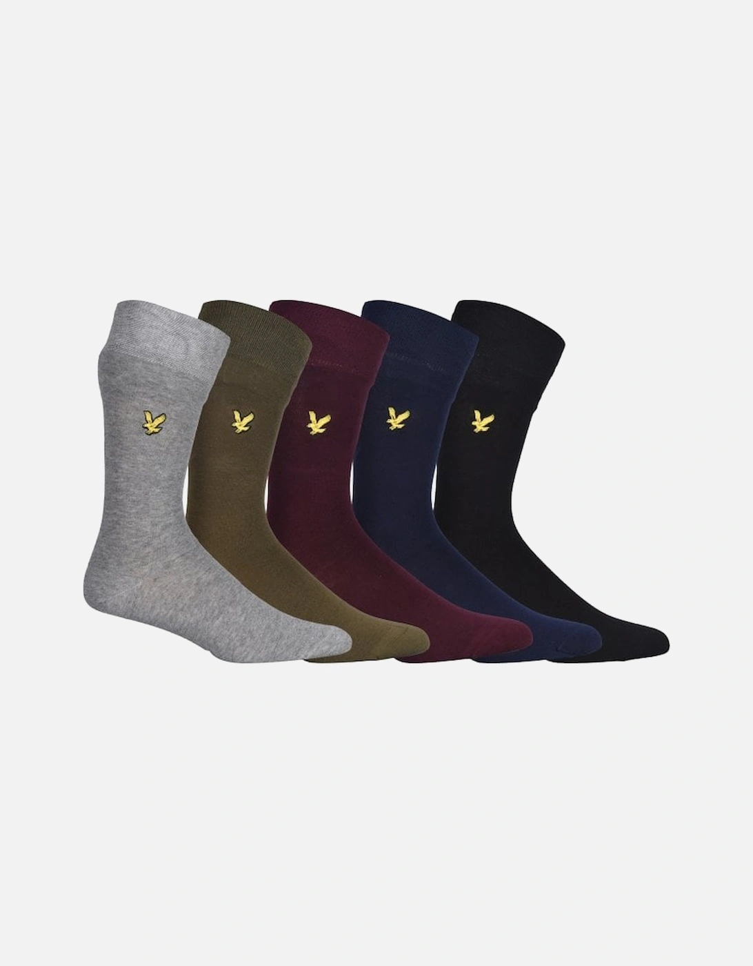 5-Pack Golden Eagle Logo Socks, Khaki/Black/Navy/Claret/Grey