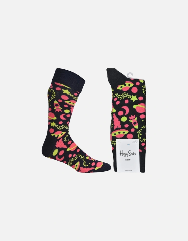 Into Space Socks, Navy/pink