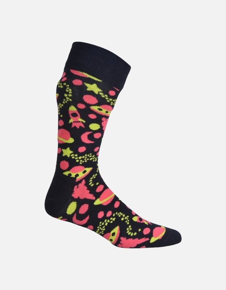 Into Space Socks, Navy/pink