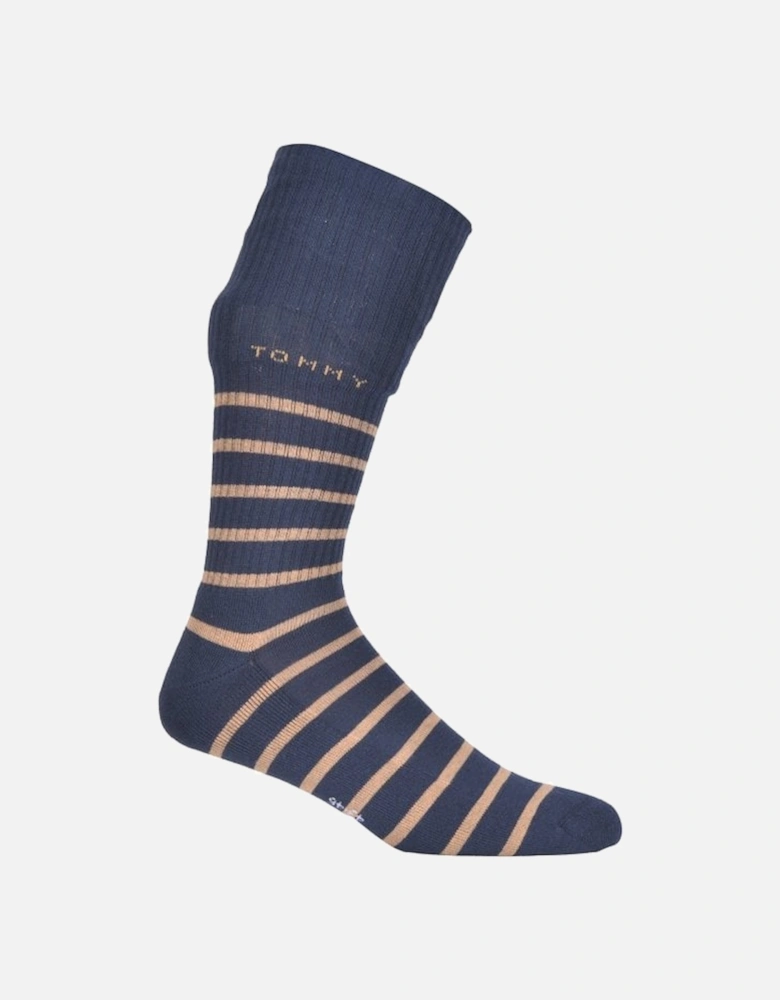 2-Pack Breton Stripe Sports Socks, Navy