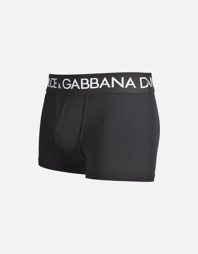 Double Waistband Boxer Trunk, Black