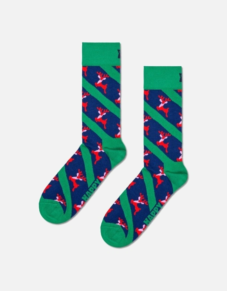 Reindeer Socks, Green/navy