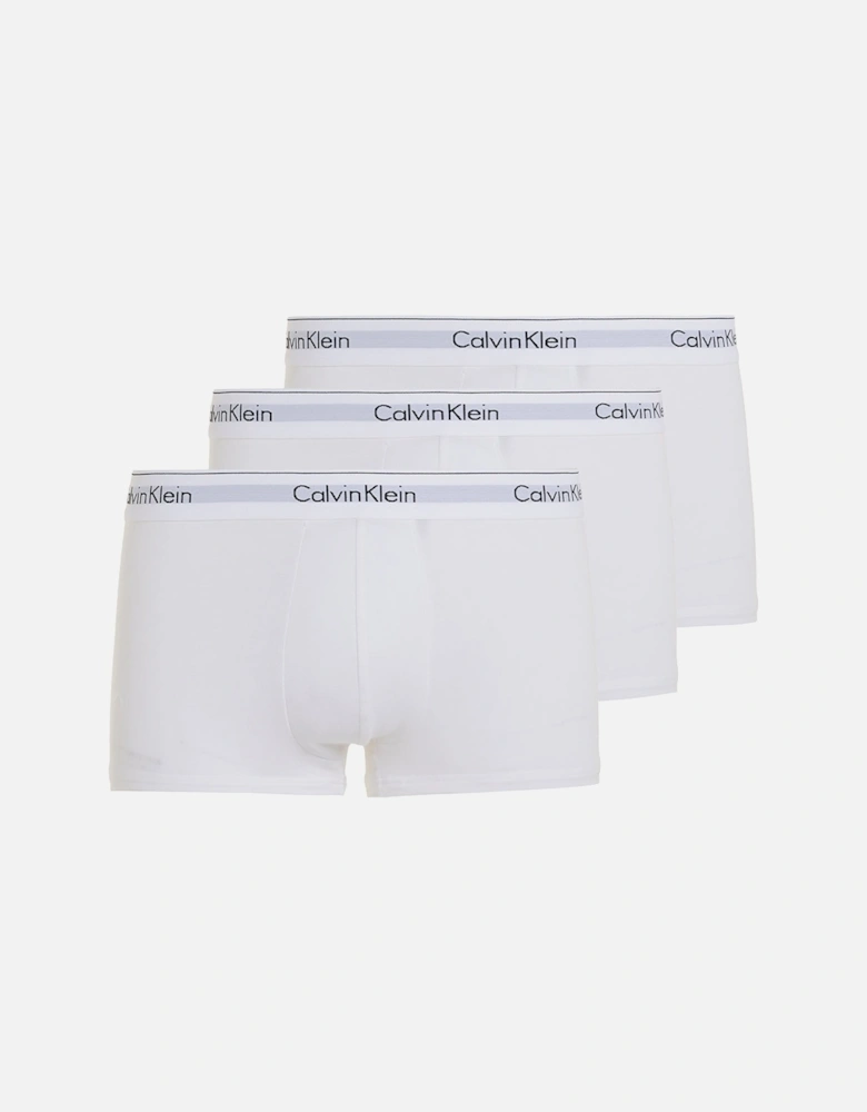 3-Pack Modern Cotton Boxer Trunks, White