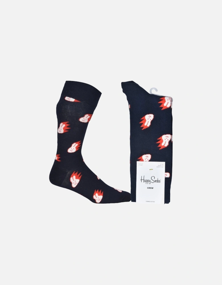 Flaming Bunny Socks, Dark Blue