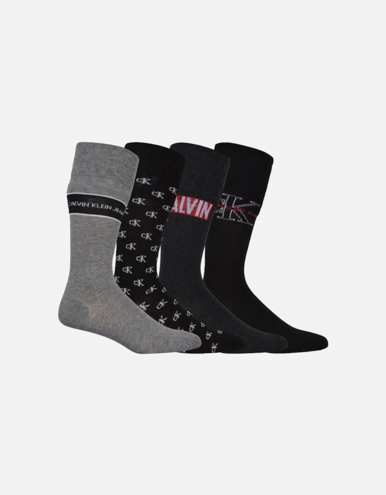Jeans 4-Pack Multi Logo Socks Gift Tin, Black/Grey