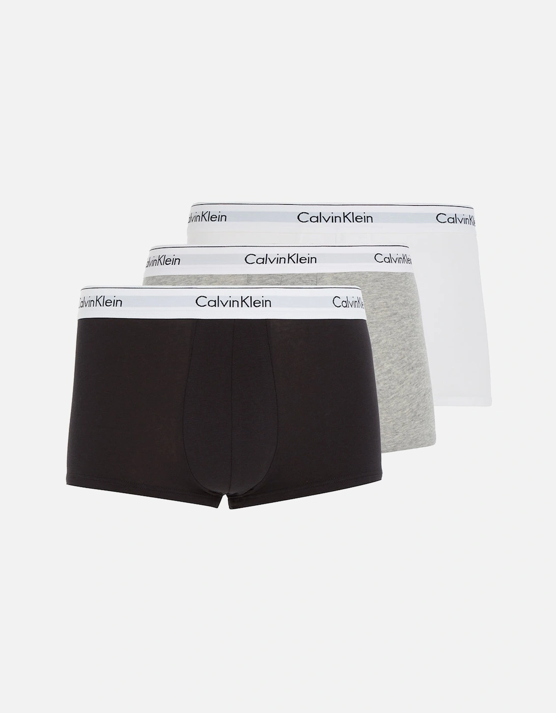 3-Pack Modern Cotton Boxer Trunks, Black/Grey/White, 9 of 8