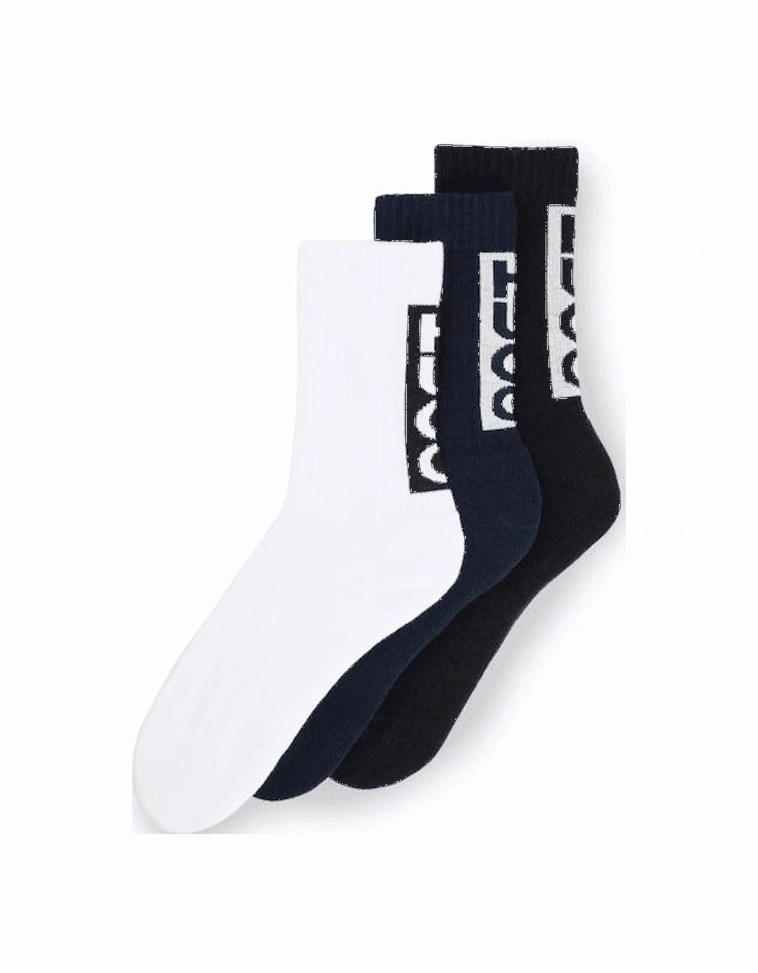 3-Pack Block Logo Sports Socks, Black/White/Navy, 5 of 4