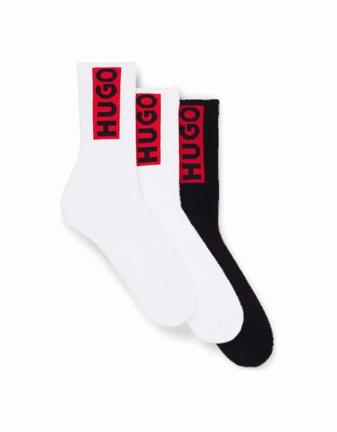 3-Pack Block Red Logo Sports Socks, White/black, 5 of 4
