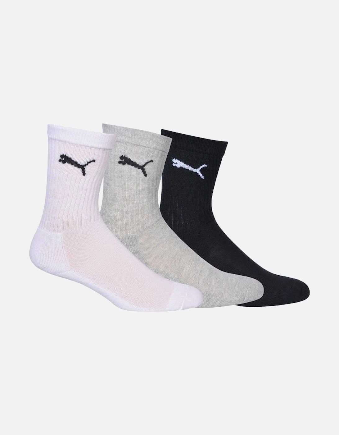 3-Pack Kids Sports Socks, Black/White/Grey, 7 of 6