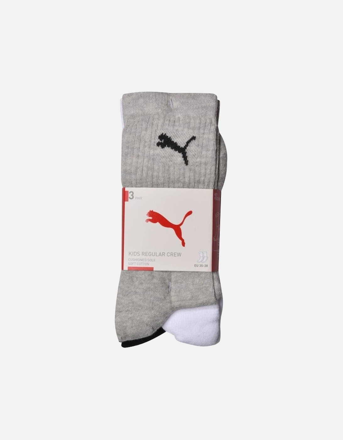 3-Pack Boys Sports Socks, Black/White/Grey