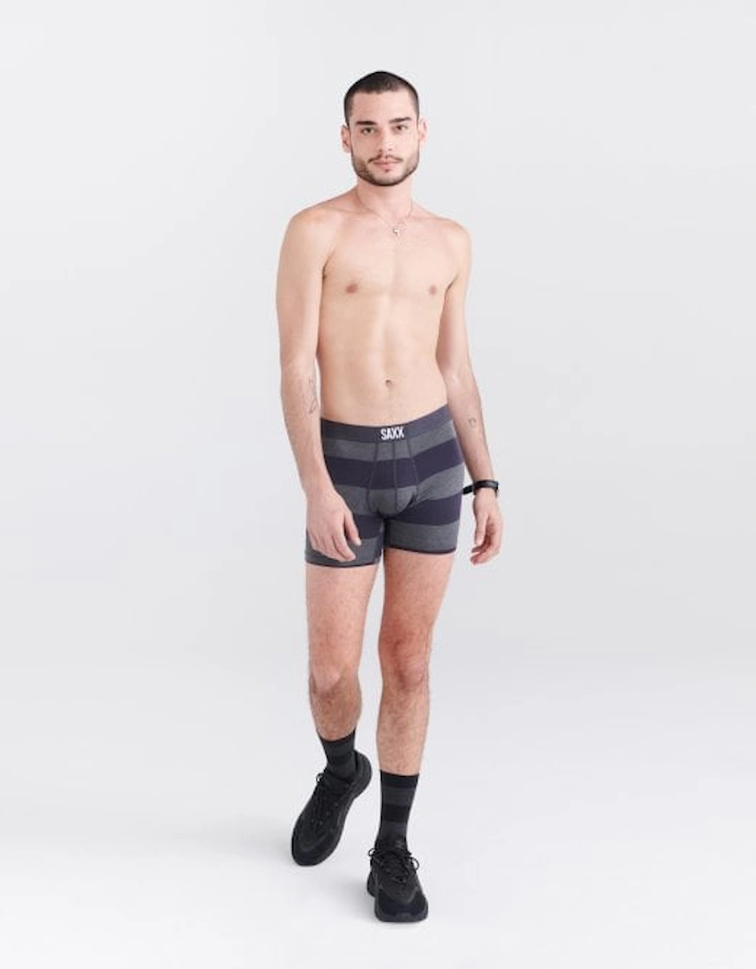 2-Pack Vibe Graphite Rugby Boxer Briefs, Grey/Black