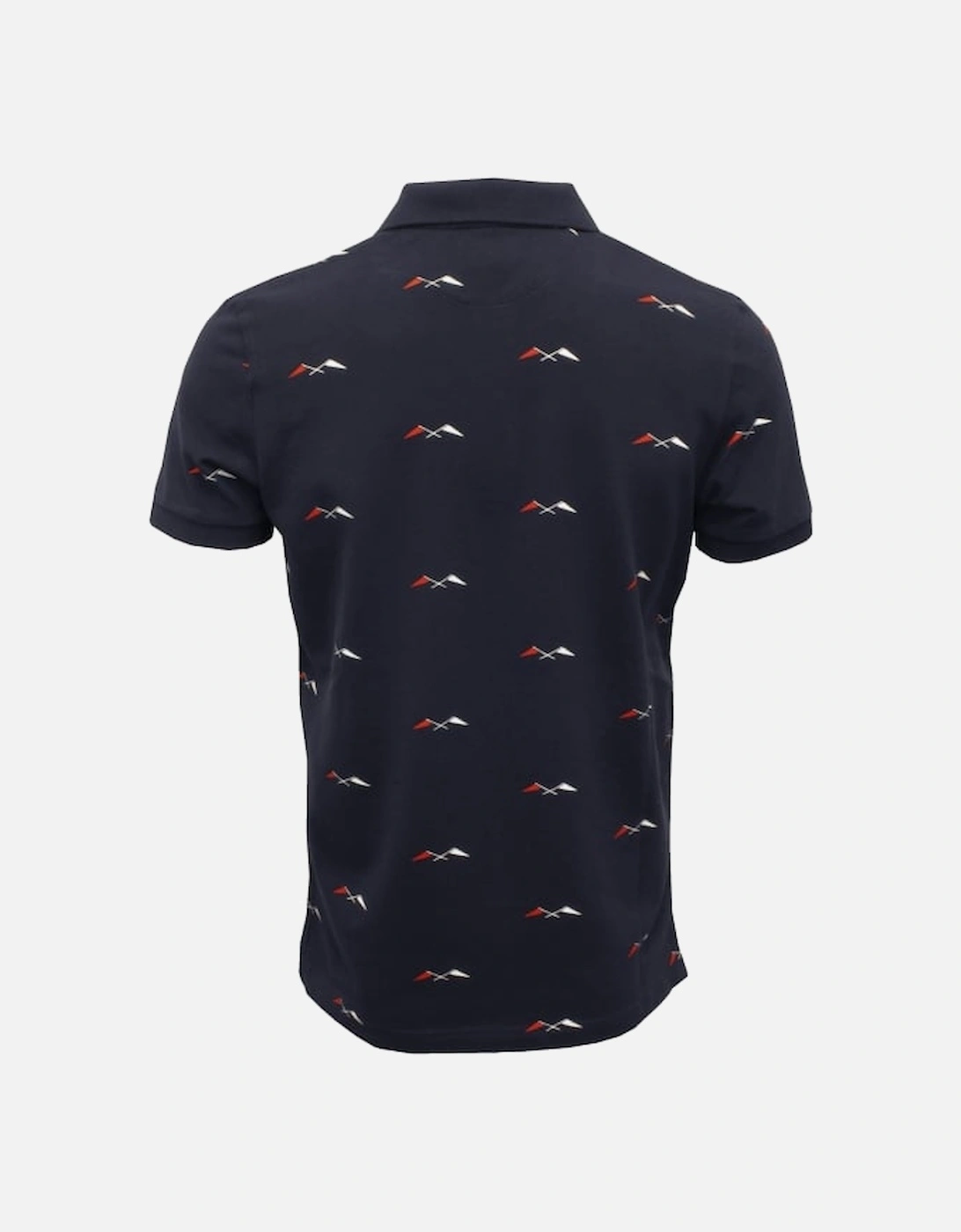 Allover Flags Print Polo Shirt, Navy