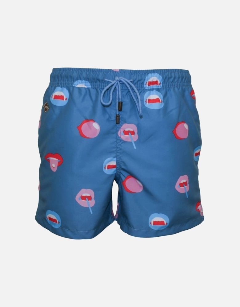 Big Mouth Swim Shorts, Teal Blue