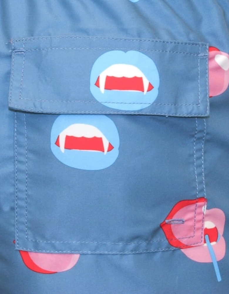 Big Mouth Swim Shorts, Teal Blue