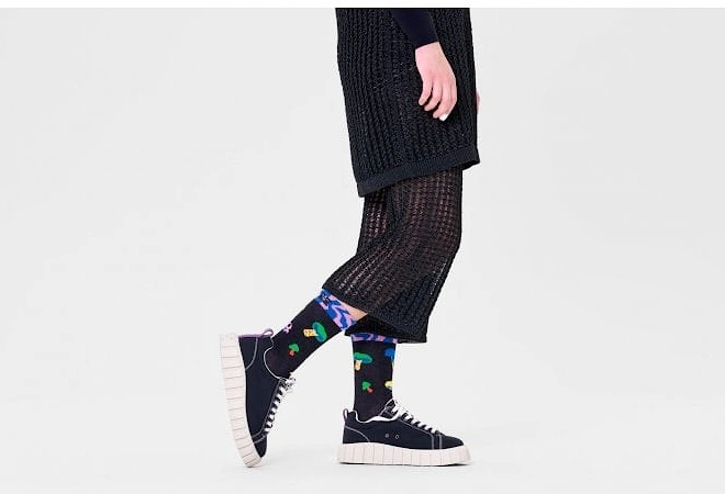 Mushroom Socks, Black/multi