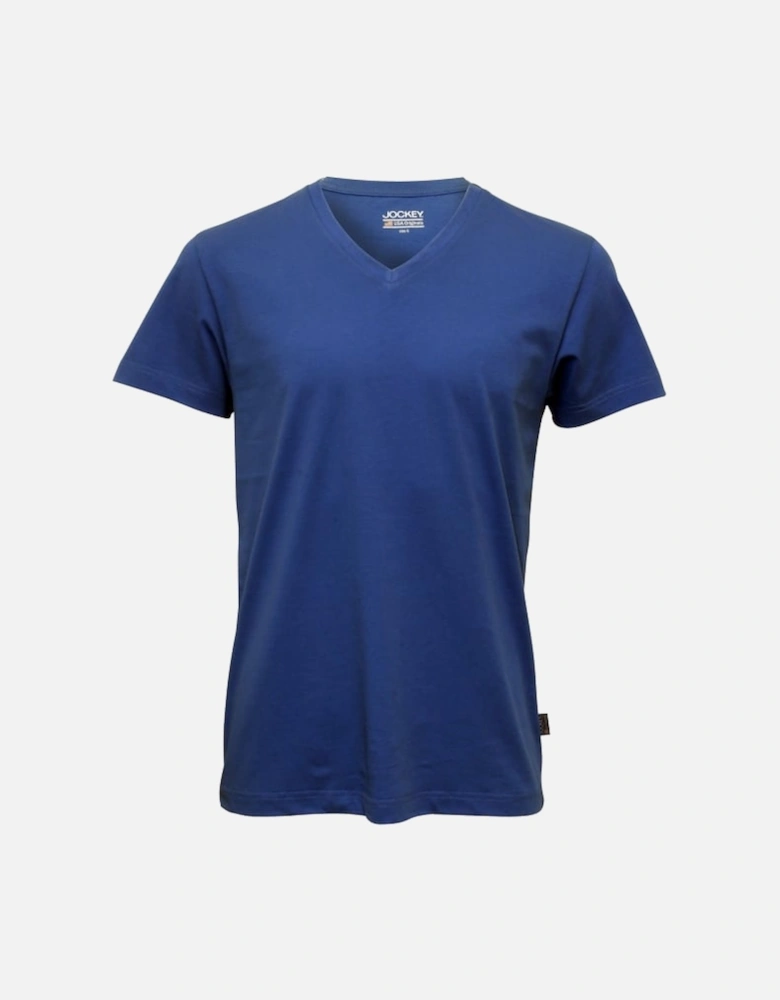 Jersey Cotton V-Neck T-Shirt, Blue