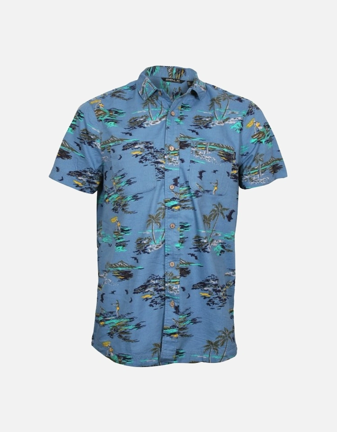 Tropical Island Short-Sleeve Shirt, Blue, 4 of 3