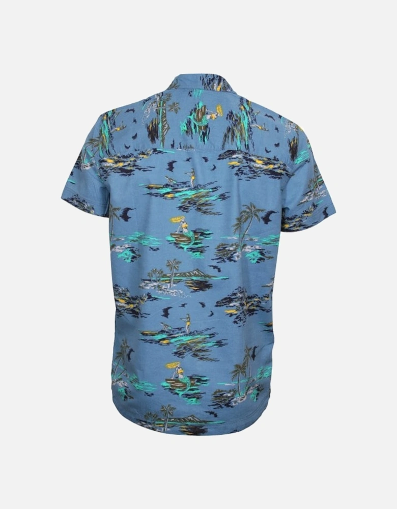 Tropical Island Short-Sleeve Shirt, Blue