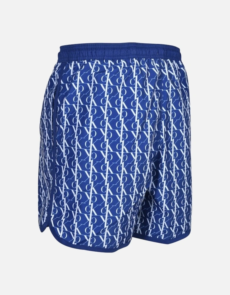 cK1 Logo Print Boys Swim Shorts, Bold Blue