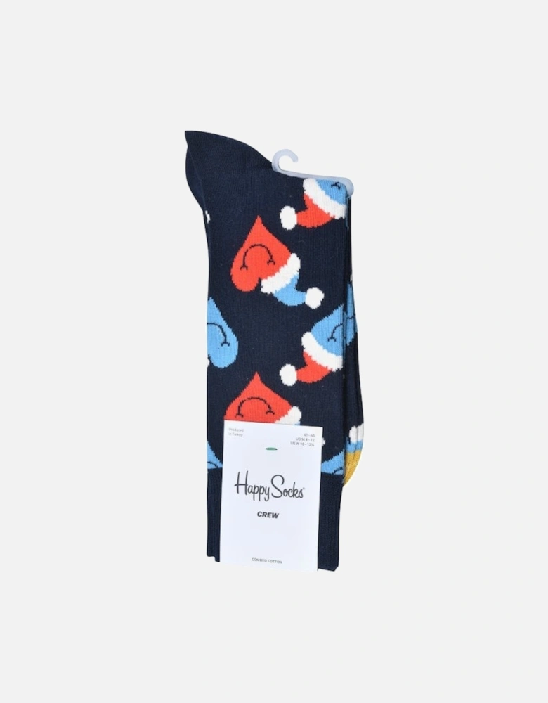 Santa Love Smiley Socks, Navy/multi