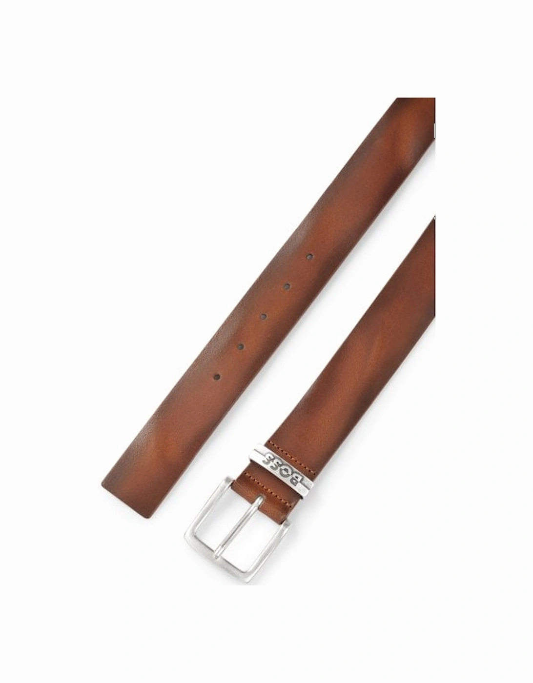 Jen-loop Debossed Logo Leather Belt, Medium Brown