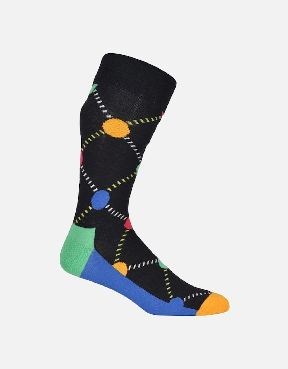Argyle Dot Socks, Black/multi