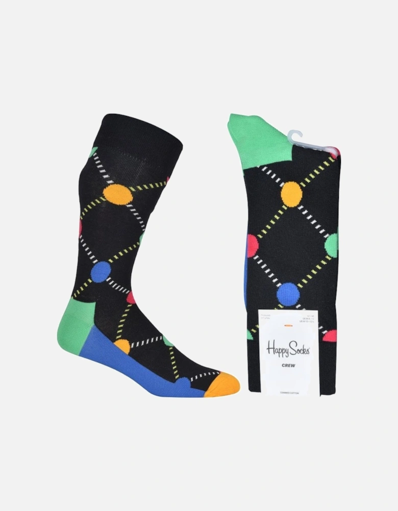 Argyle Dot Socks, Black/multi