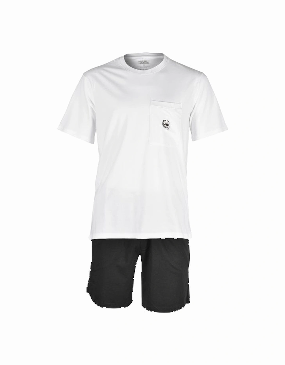 Ikonik Organic Cotton Short-Sleeve Pyjama Set, White/Black
