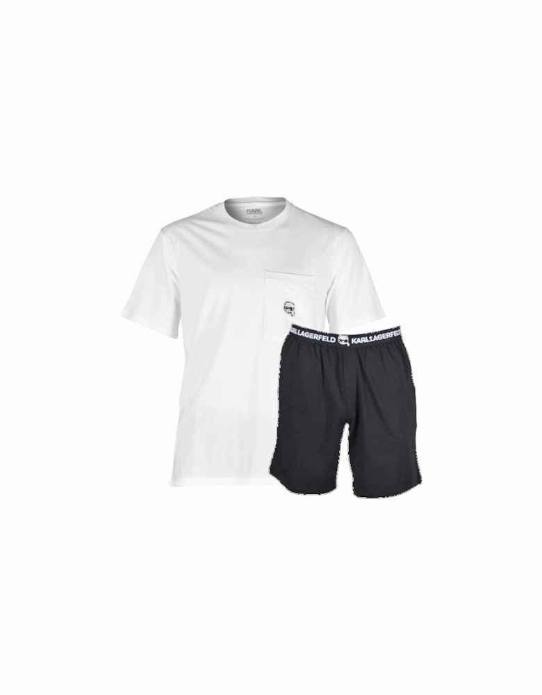 Ikonik Organic Cotton Short-Sleeve Pyjama Set, White/Black