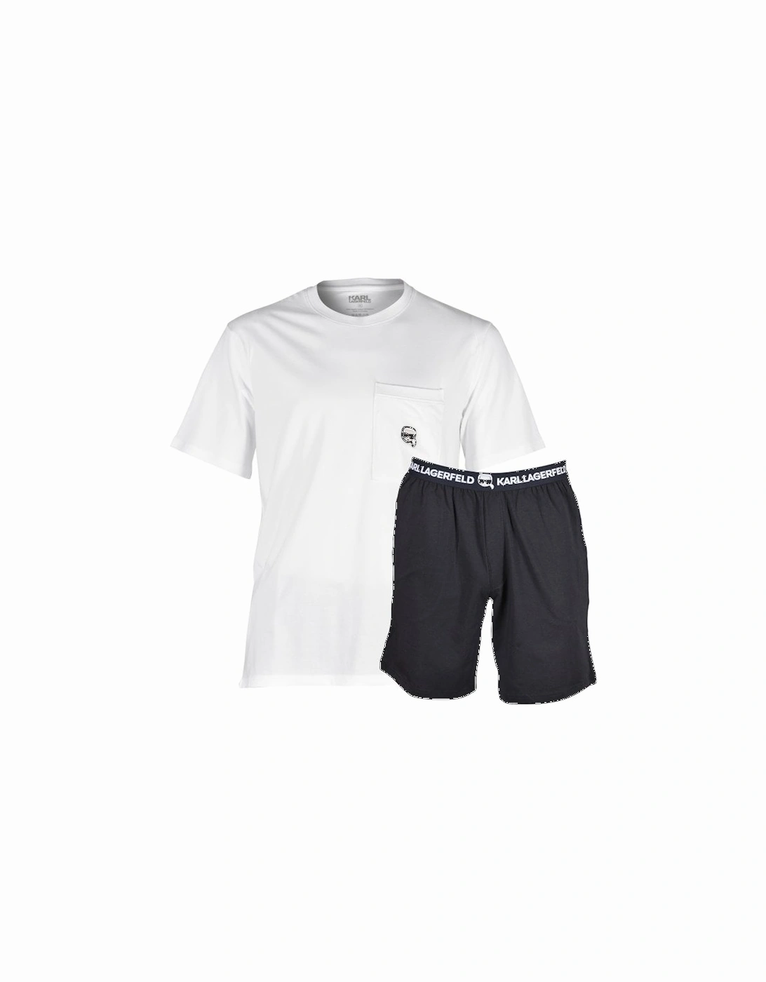 Ikonik Organic Cotton Short-Sleeve Pyjama Set, White/Black, 7 of 6