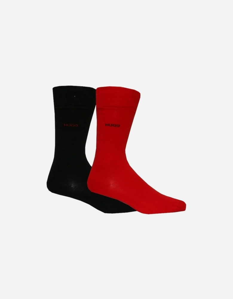 2-Pack Contrast Logo Socks, Red/Black