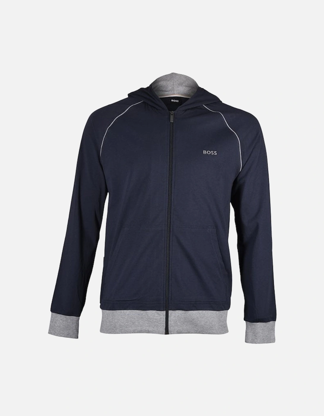 Mix & Match Zip-Thru Loungewear Hooded Jacket, Navy/grey, 4 of 3