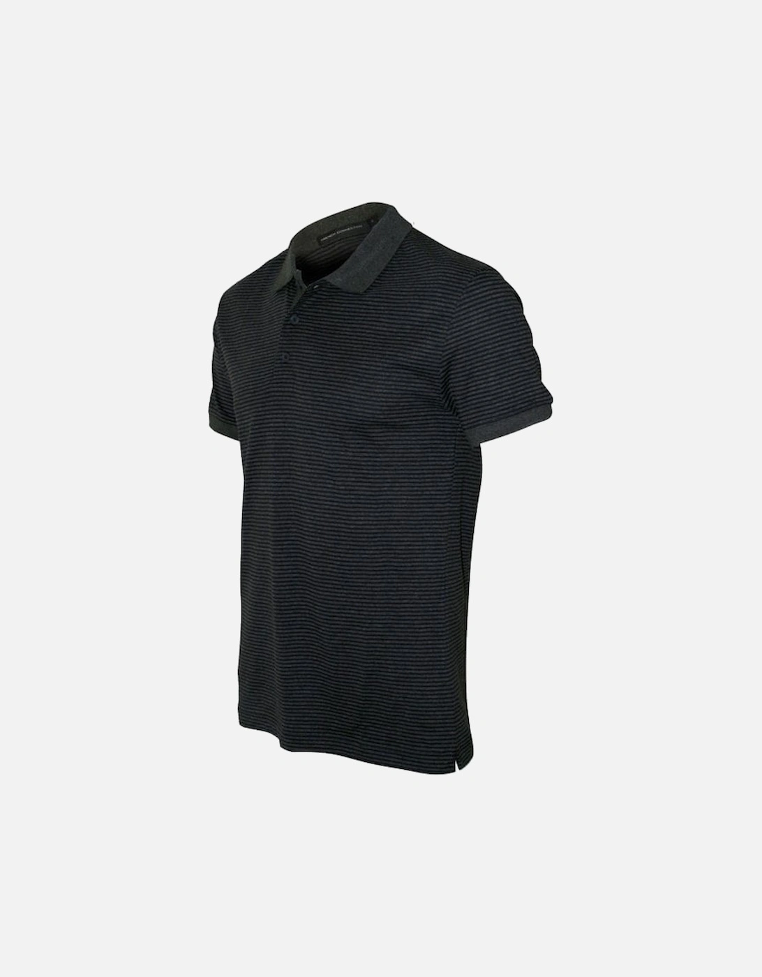 Pure Cotton Stripe Polo Shirt, Marine Blue/charcoal