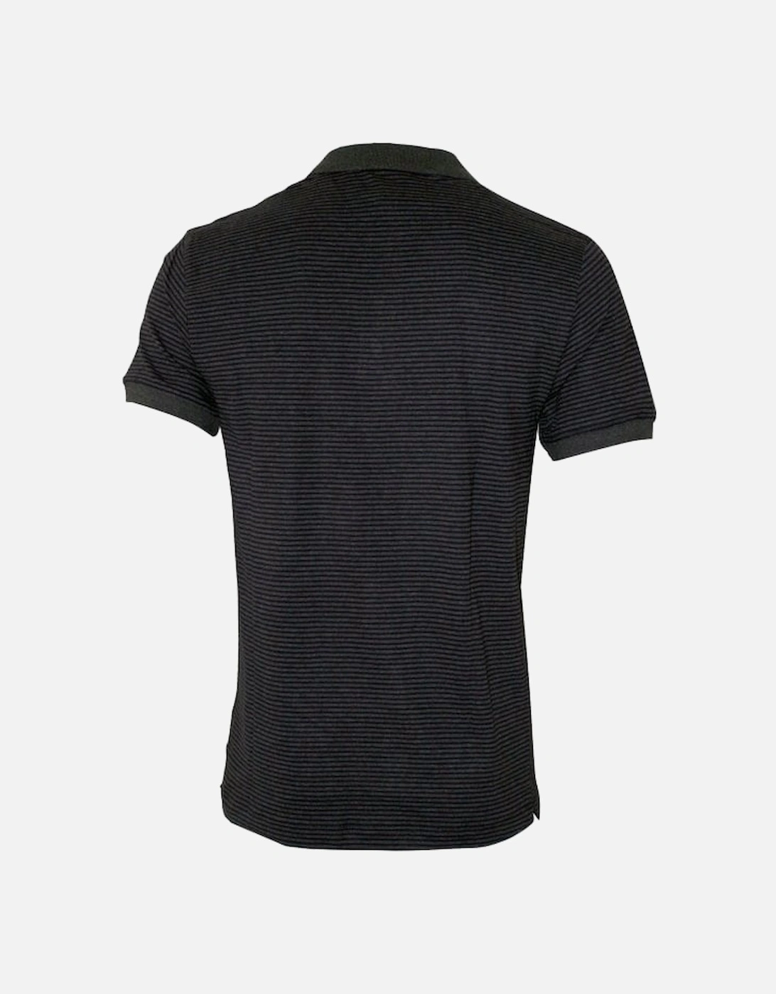 Pure Cotton Stripe Polo Shirt, Marine Blue/charcoal