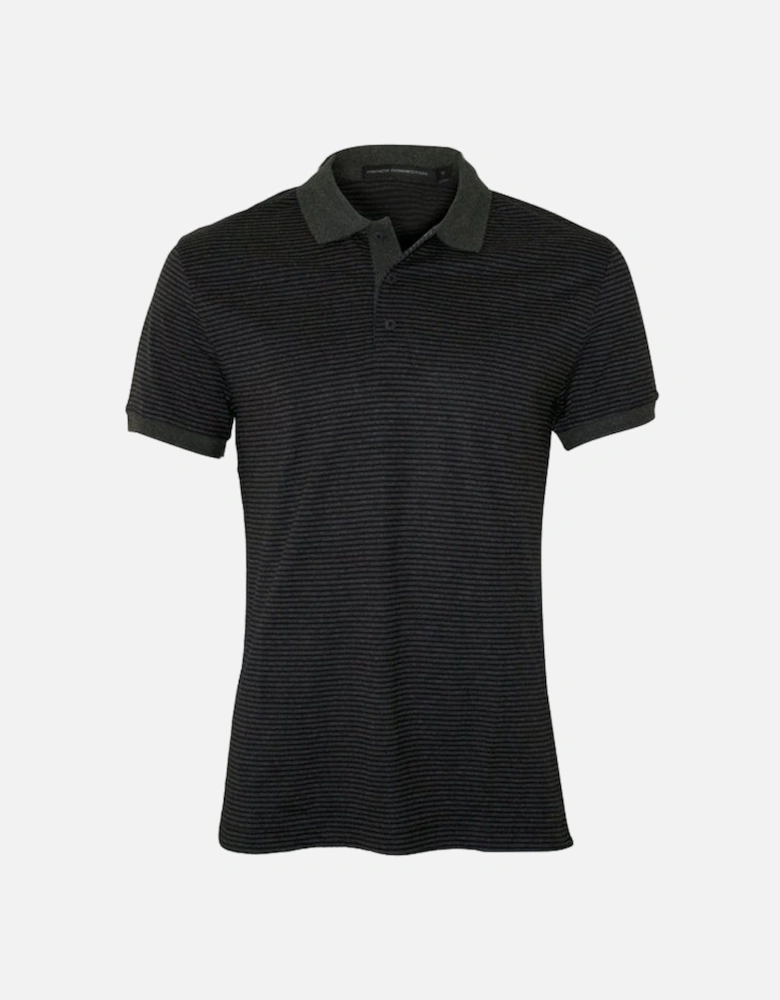 Pure Cotton Stripe Polo Shirt, Marine Blue/charcoal