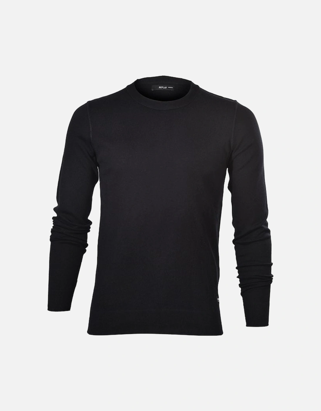 Classic Crew-Neck Cotton Jumper, Black, 4 of 3