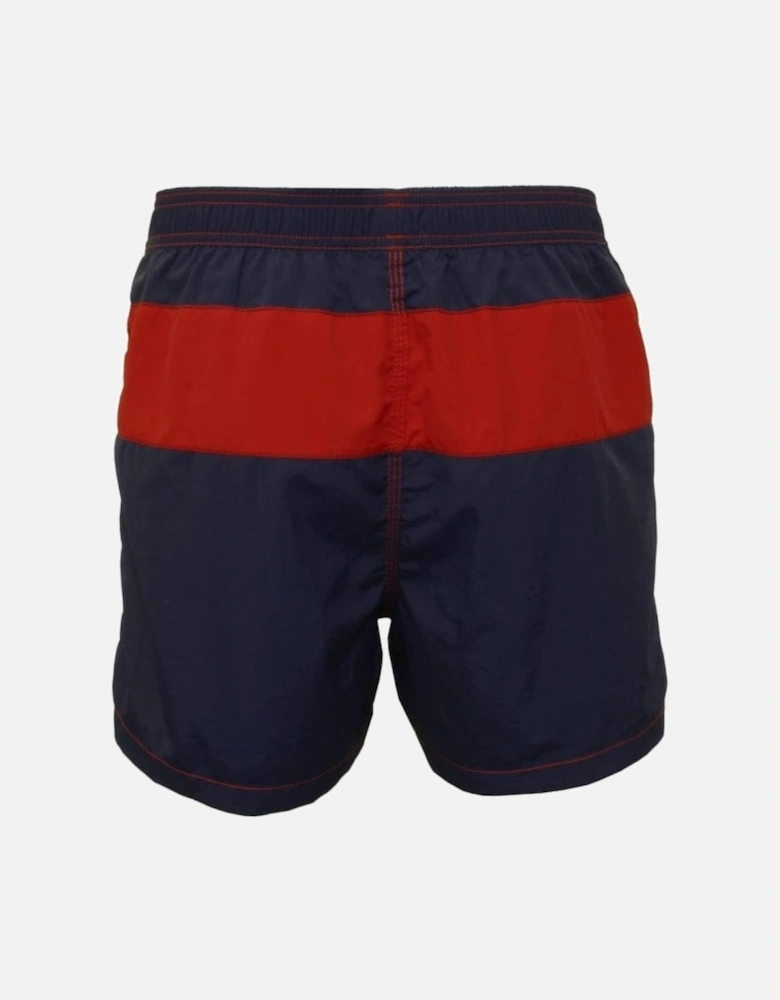 Block Stripe Swim Shorts, Navy/Red