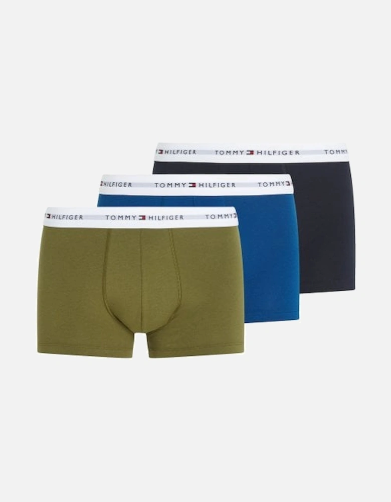 3-Pack Premium Essentials Boxer Trunks, Navy/Blue/Khaki