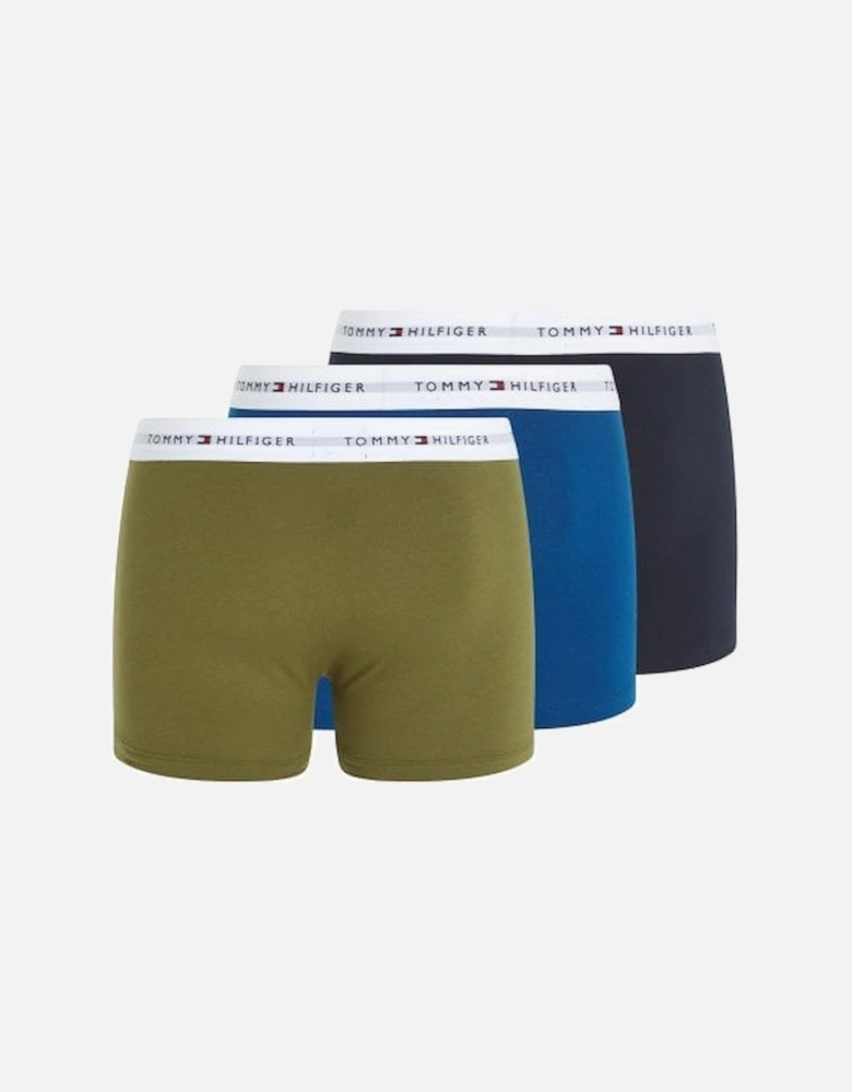 3-Pack Premium Essentials Boxer Trunks, Navy/Blue/Khaki