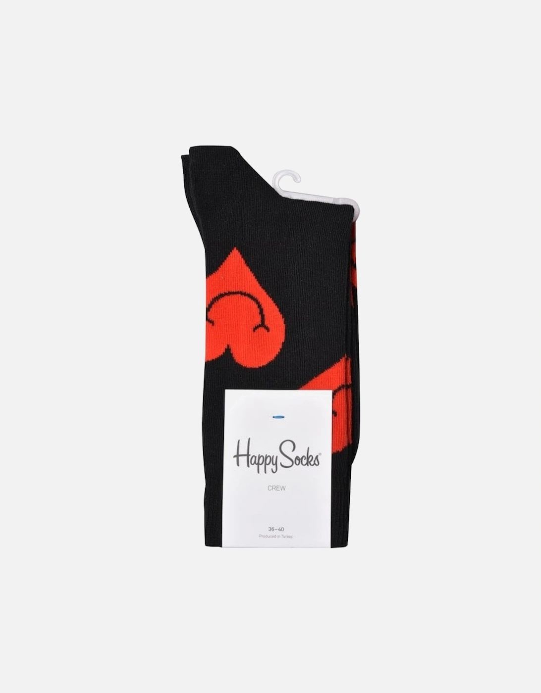 Jumbo Smiley Heart Socks, Black/red