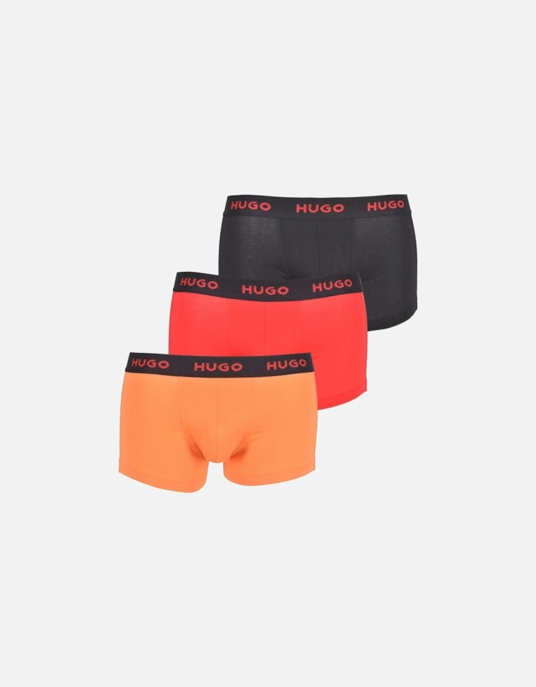 3-Pack Classic Logo Boxer Trunks, Black/Red/Orange