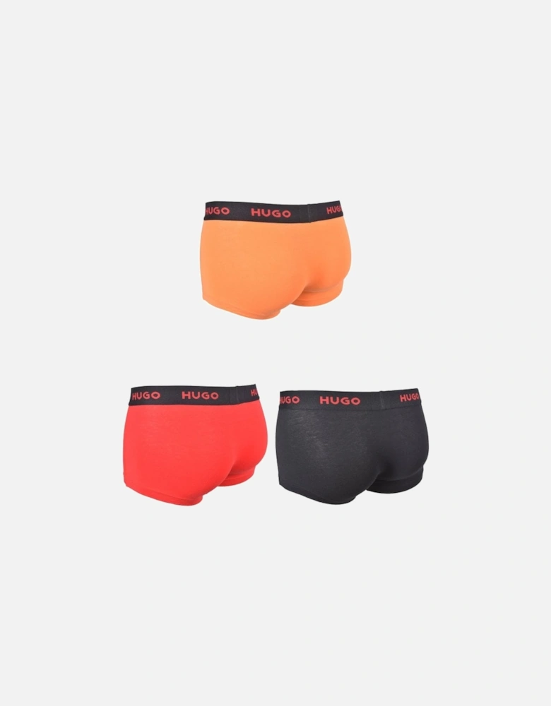 3-Pack Classic Logo Boxer Trunks, Black/Red/Orange