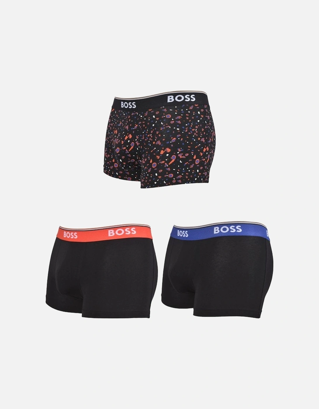 3-Pack Abstract Print Boxer Trunks, Black