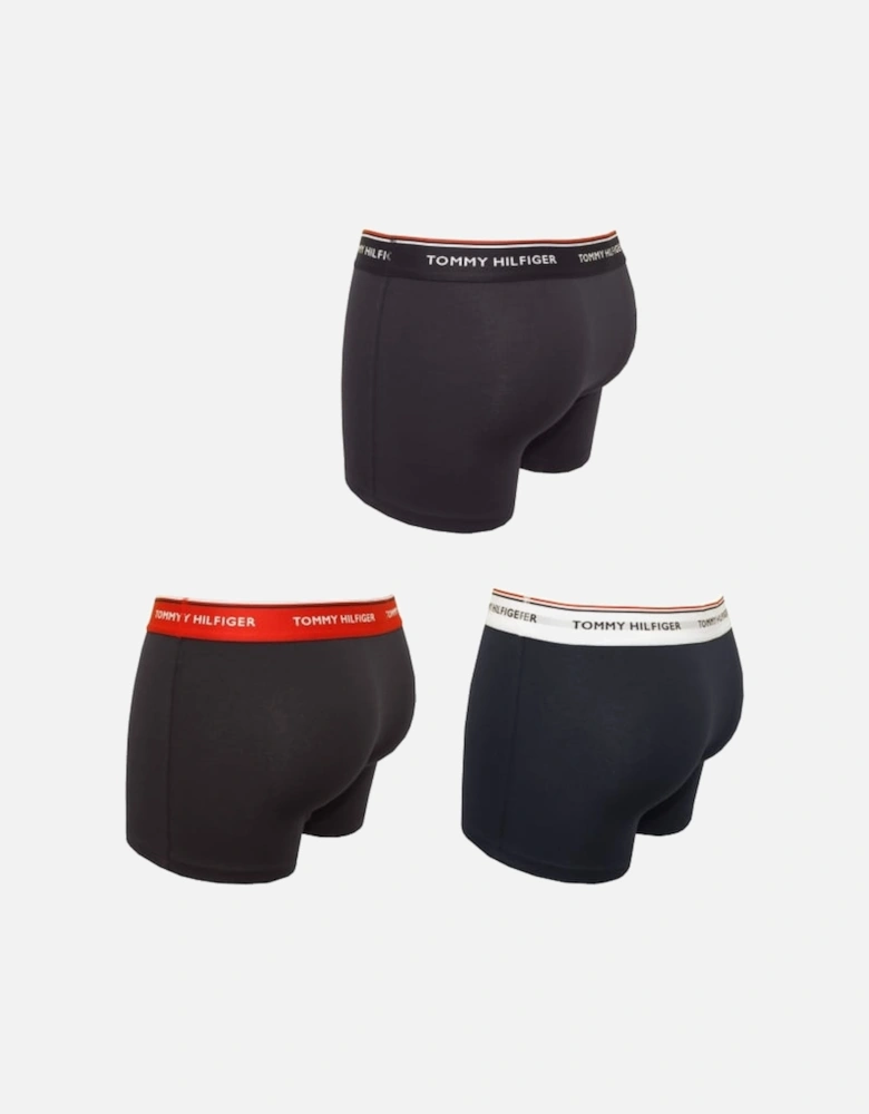 3-Pack Premium Essentials Boxer Trunks, Navy with red/white/navy