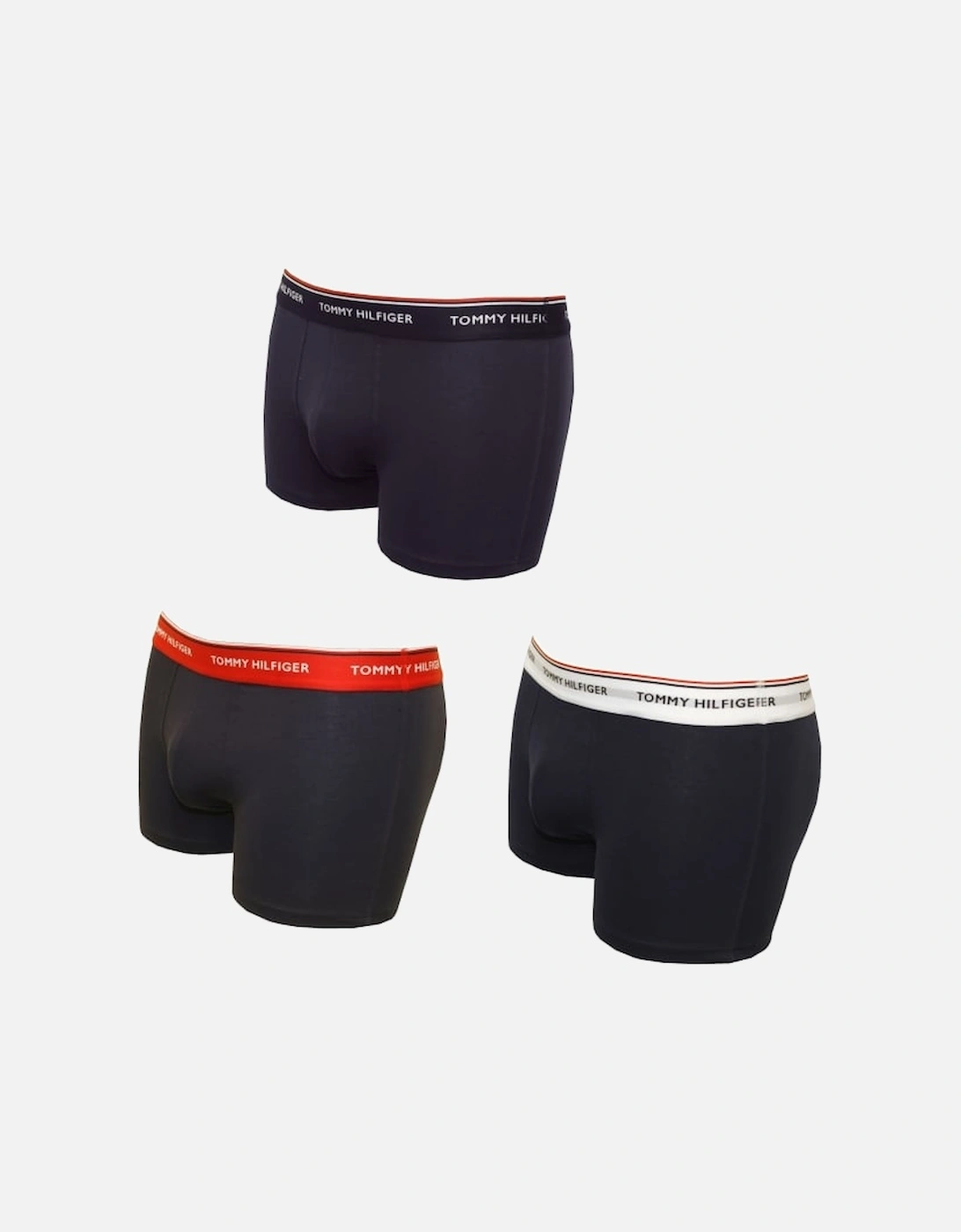 3-Pack Premium Essentials Boxer Trunks, Navy with red/white/navy